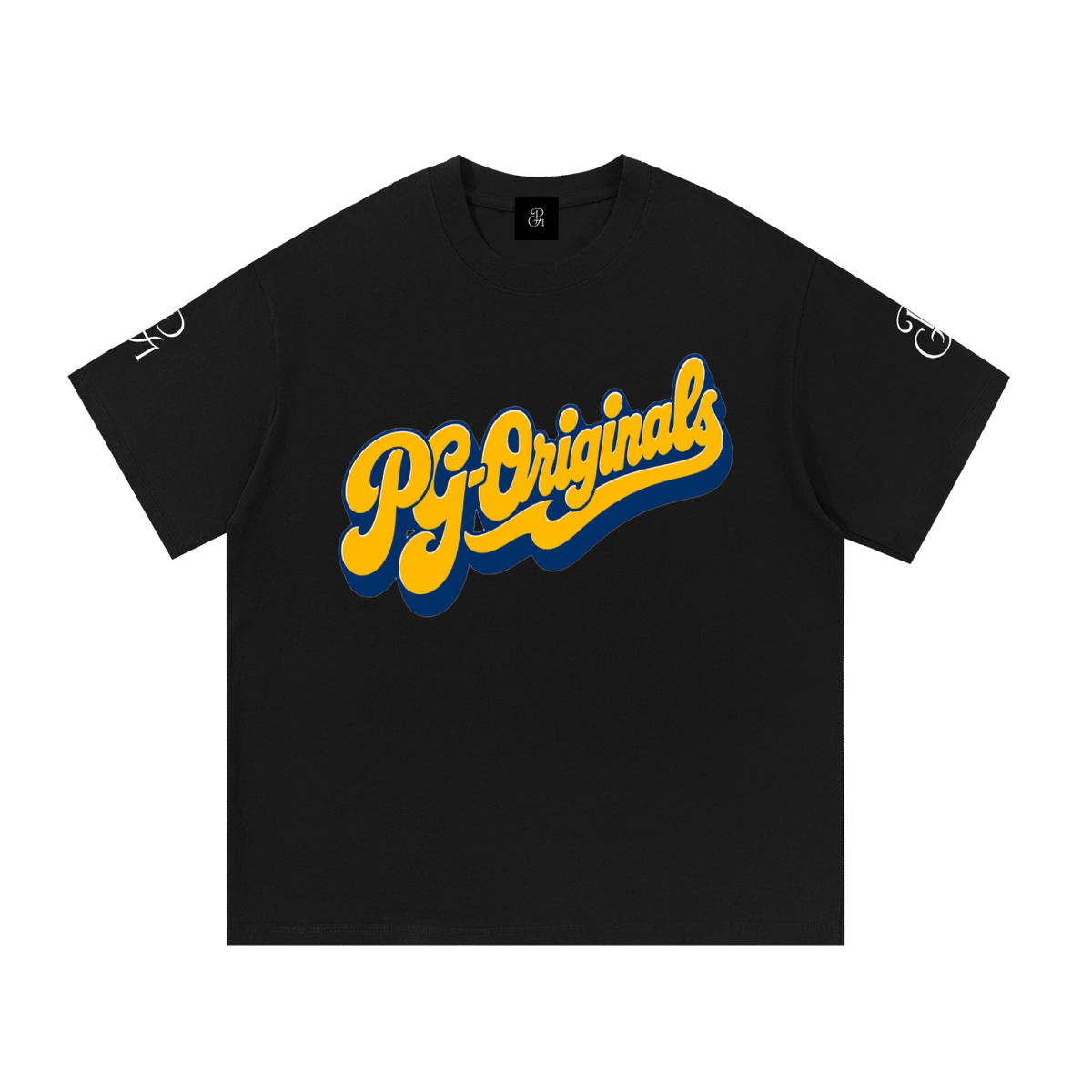 Black & Yellow Font Essential Cotton "PG Original" T-Shirt