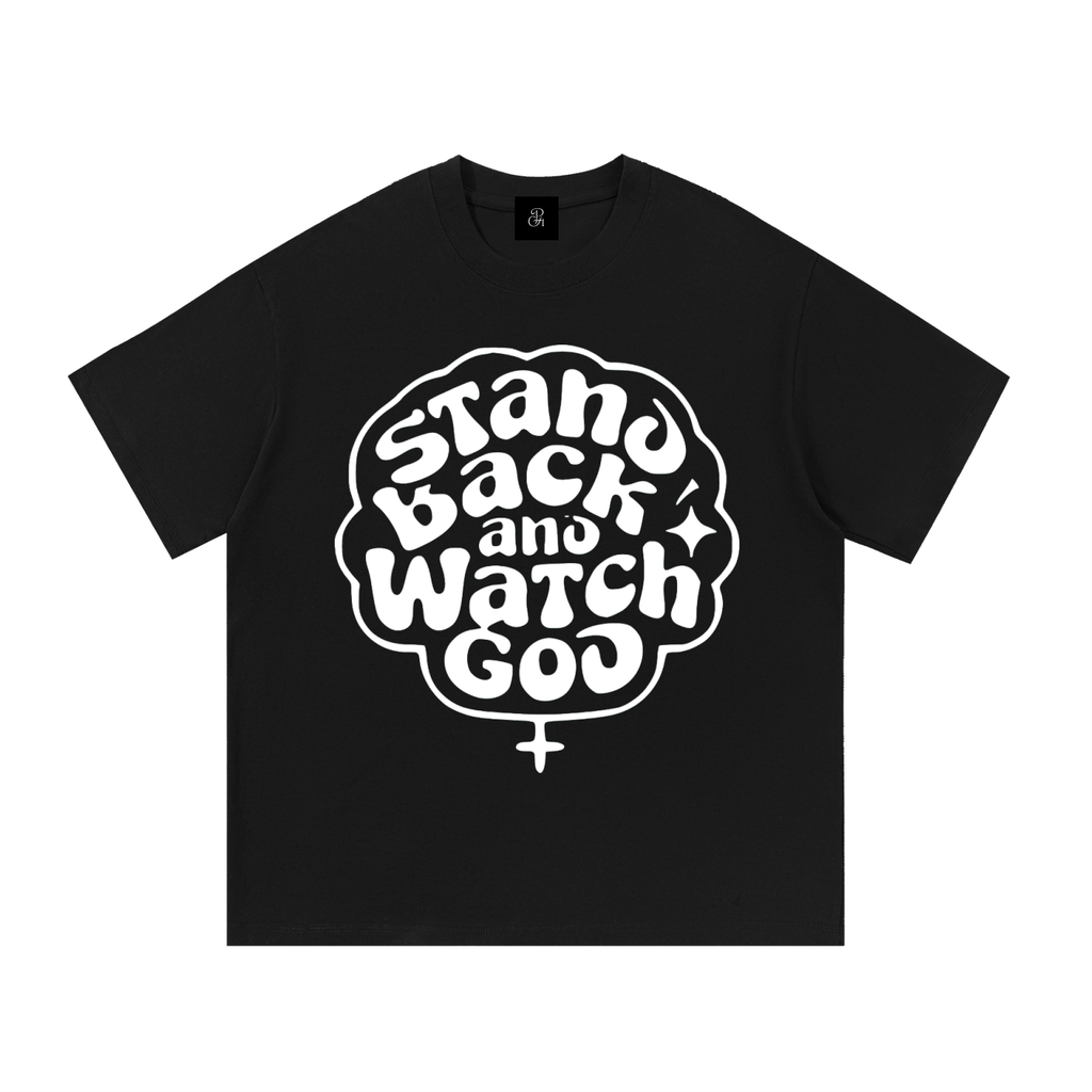 Essential Cotton T-Shirt — Stand Back & Watch God Heavyweight Graphic Tee | PG-13 Originals
