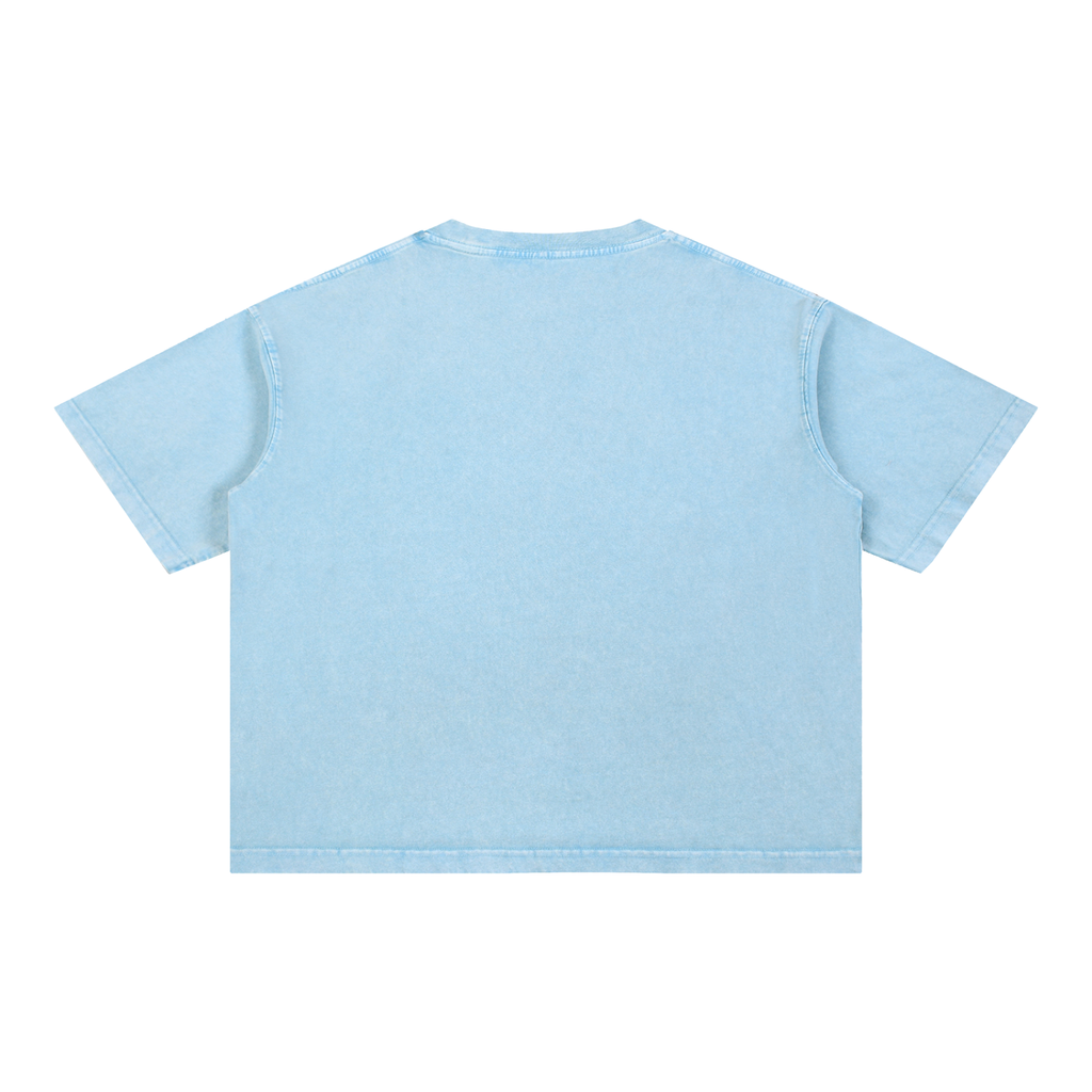 PG-Embroidered  Mineral Wash Boxy Cotton T-Shirt