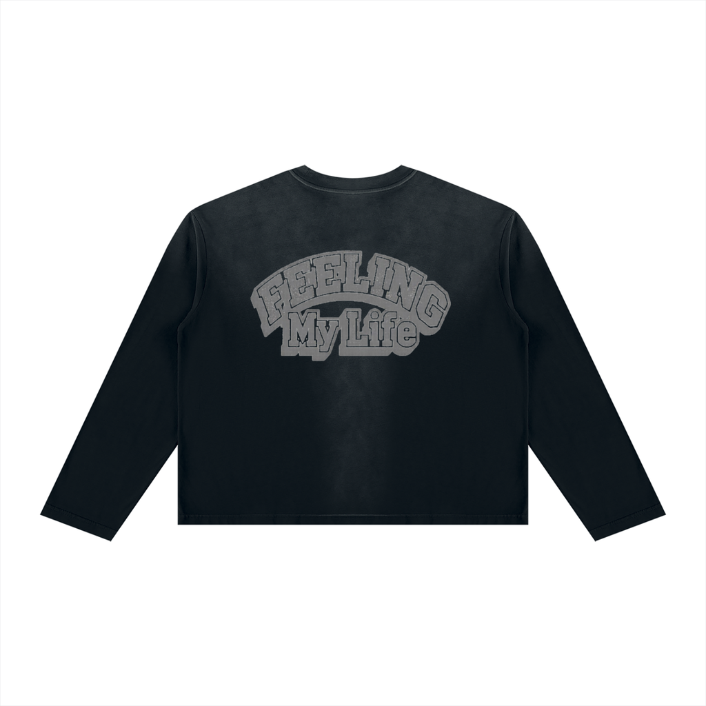 Feeling My Life_Unisex Sun-Fade Boxy Long Sleeve T-Shirt