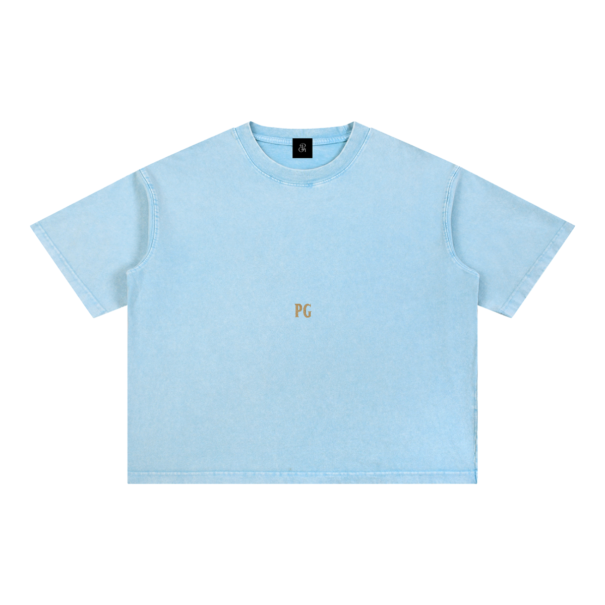 PG-Embroidered  Mineral Wash Boxy Cotton T-Shirt