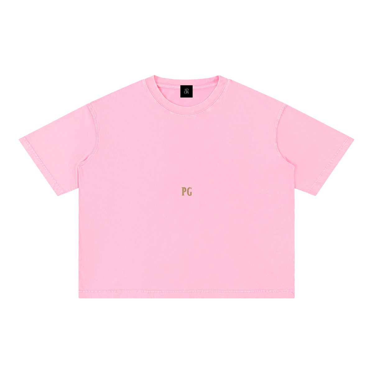 PG-Embroidered  Mineral Wash Boxy Cotton T-Shirt